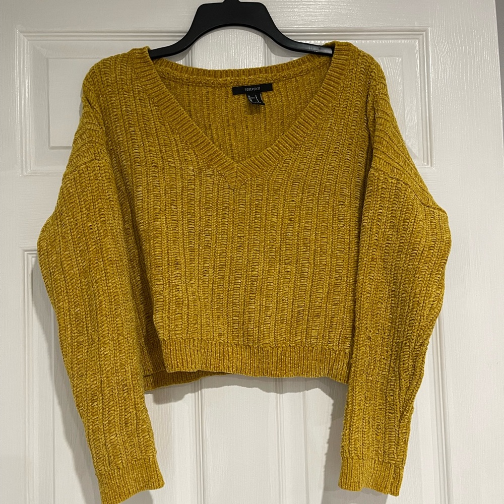 Small, yellow, sweater, v - neck